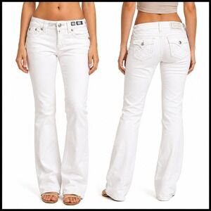 Miss Me Irene Bootcut Jeans White Denim Low Rise Stretch Size 27